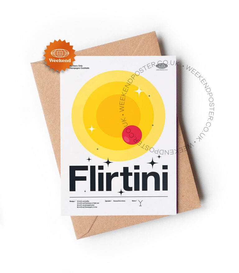 Mid-century modern Flirtini Cocktail greeting card