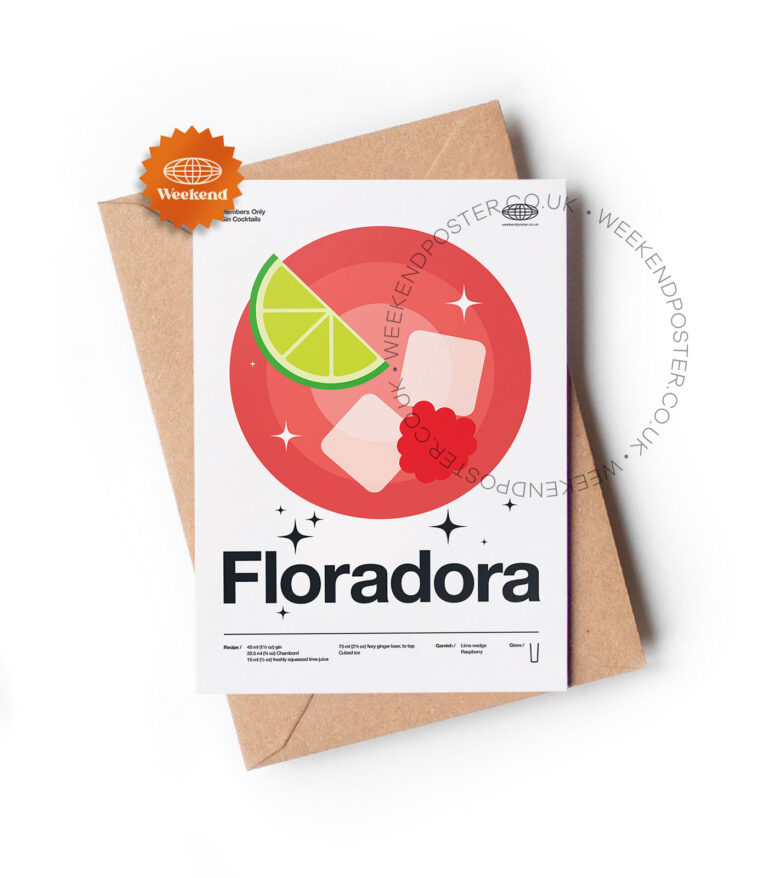 Mid-century modern Floradora Cocktail greeting card
