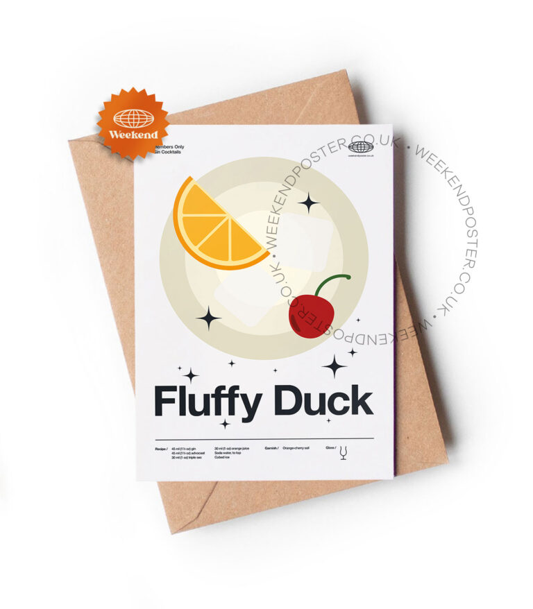 Mid-century modern Fluffy Duck Cocktail greeting card