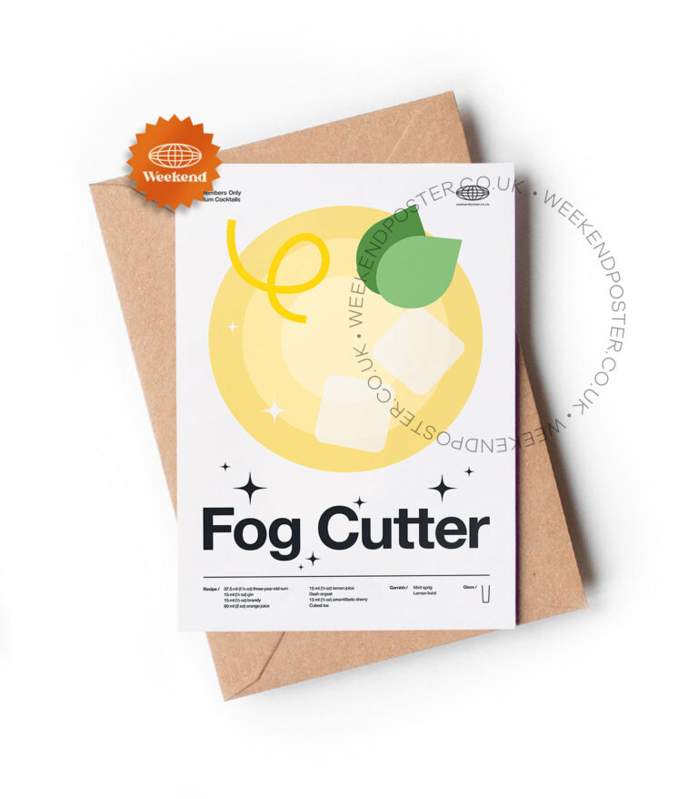 Mid-century modern Fog Cutter Cocktail greeting card