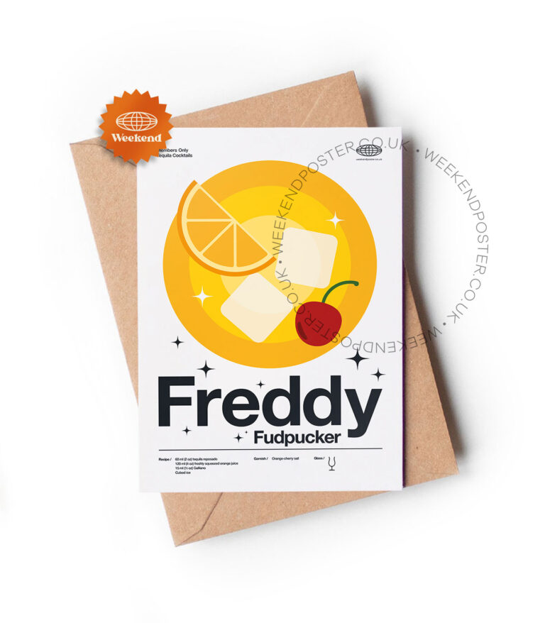 Mid-century modern Freddy Fudpucker Cocktail greeting card
