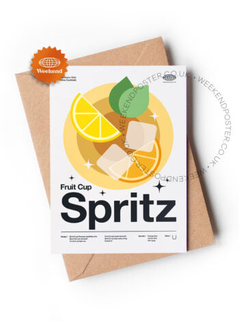 Mid-century modern Fruit Cup Spritz Cocktail greeting card
