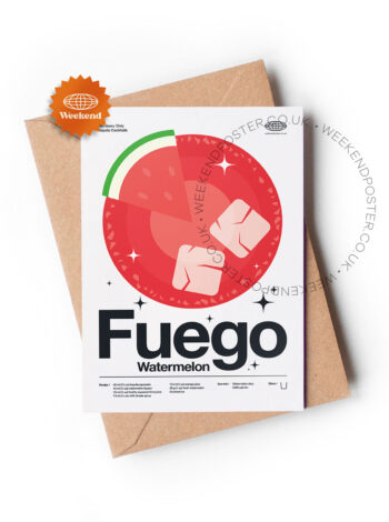 Mid-century modern Fuego Watermelon Cocktail greeting card