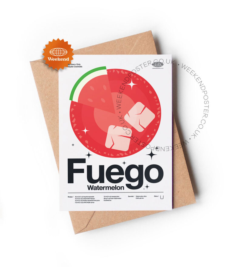 Mid-century modern Fuego Watermelon Cocktail greeting card