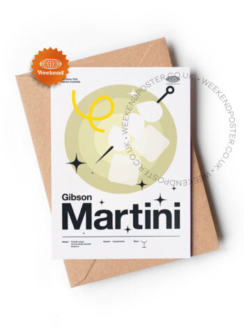 Mid-century modern Gibson Martini Cocktail greeting card