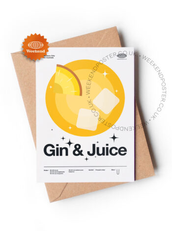 Mid-century modern Gin & Juice Cocktail greeting card