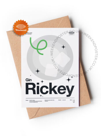 Mid-century modern Gin Rickey Cocktail greeting card