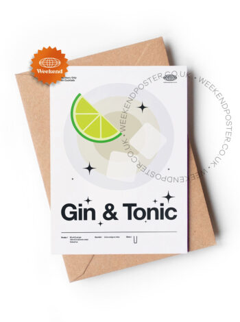 Mid-century modern Gin & Tonic Cocktail greeting card