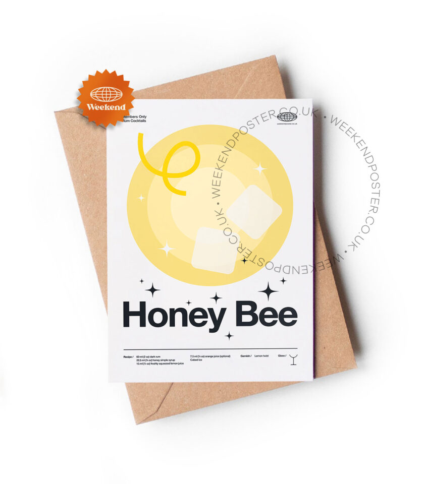 Mid-century modern Honey Bee Cocktail greeting card