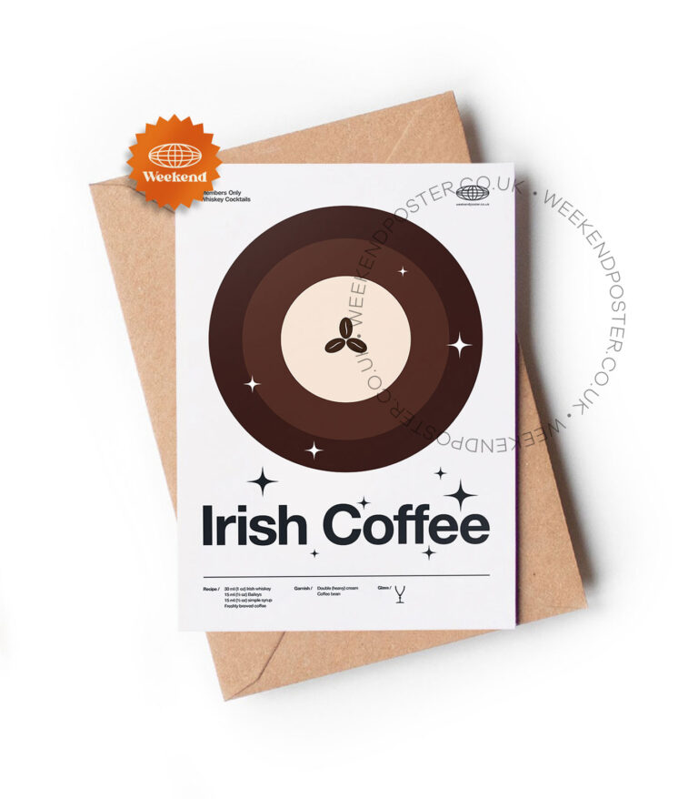 Mid-century modern Irish Coffee Cocktail greeting card