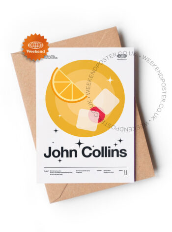 Mid-century modern John Collins Cocktail greeting card