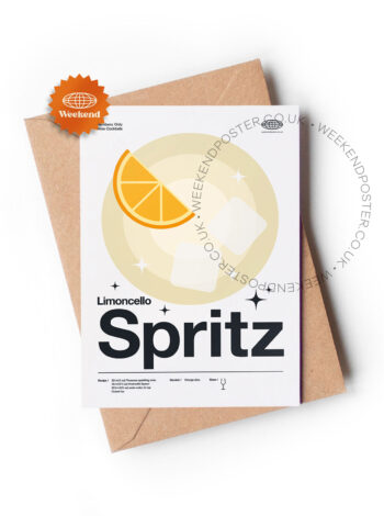 Mid-century modern Limoncello Spritz Cocktail greeting card