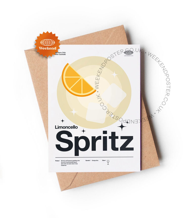 Mid-century modern Limoncello Spritz Cocktail greeting card