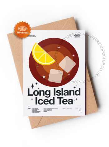Mid-century modern Long Island Iced Tea Cocktail greeting card