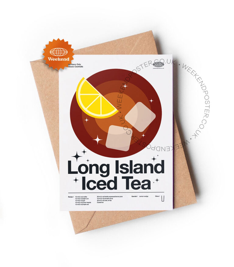 Mid-century modern Long Island Iced Tea Cocktail greeting card