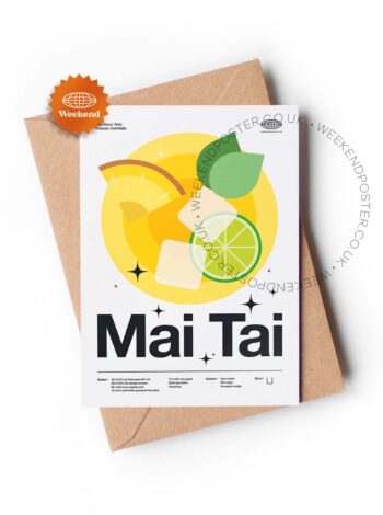 Mid-century modern Mai Tai Cocktail greeting card