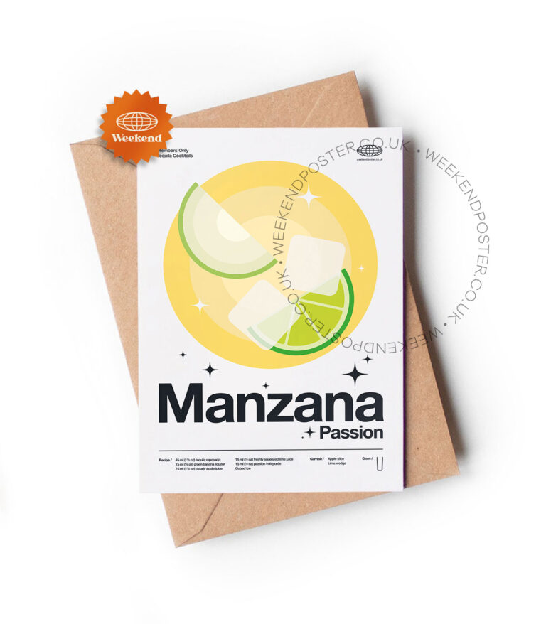 Mid-century modern Manzana Passion Cocktail greeting card