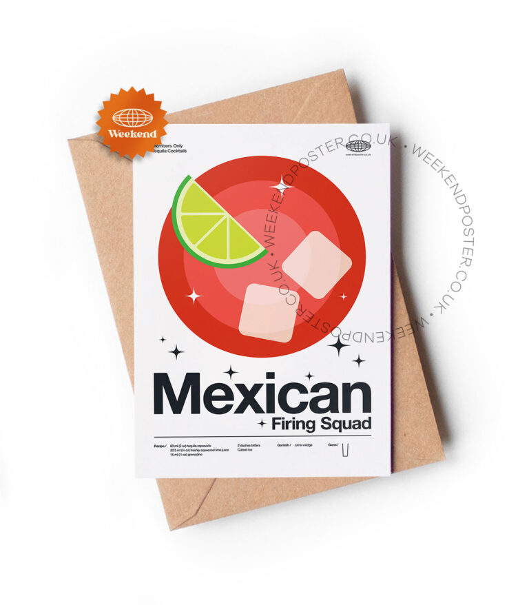 Mid-century modern Mexican Firing Squad Cocktail greeting card