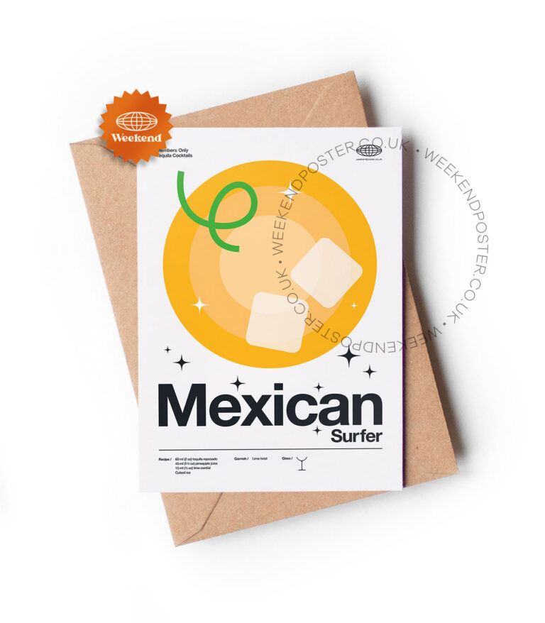 Mid-century modern Mexican Surfer Cocktail greeting card