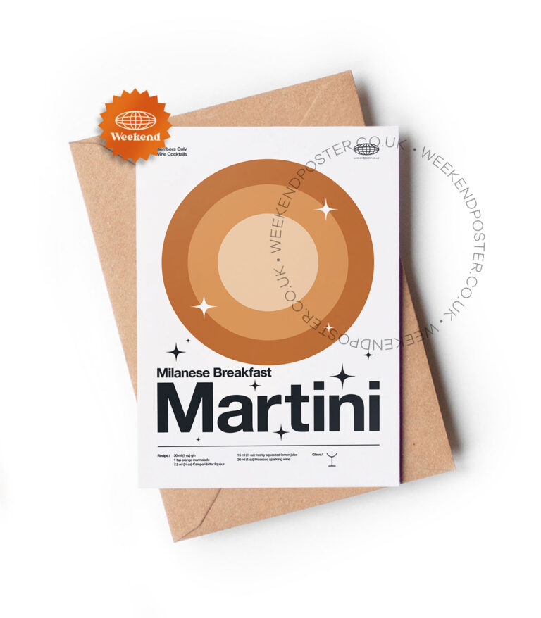 Mid-century modern Milanese Breakfast Martini Cocktail greeting card