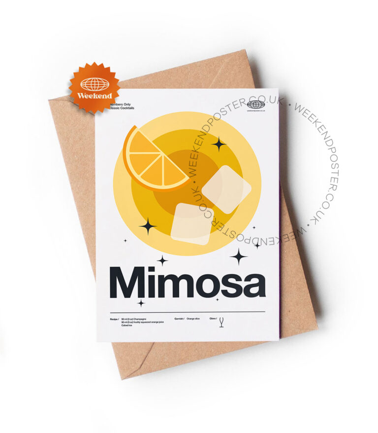 Mid-century modern Mimosa Cocktail greeting card