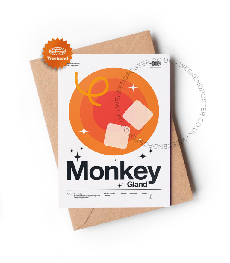 Mid-century modern Monkey Gland Cocktail greeting card