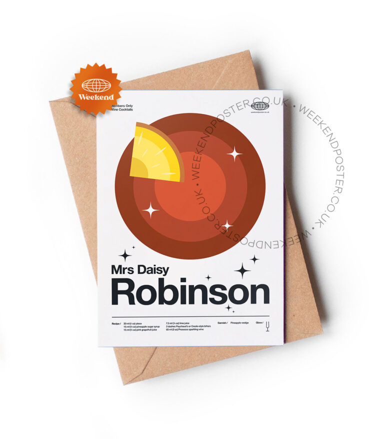 Mid-century modern Mrs Daisy Robinson Cocktail greeting card