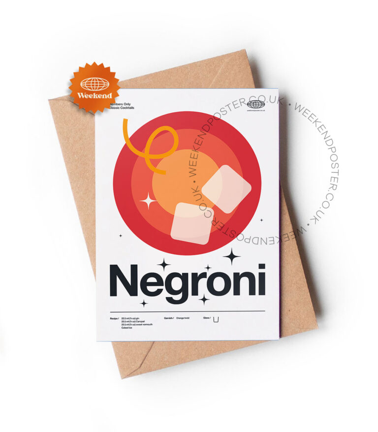 Mid-century modern Negroni Cocktail greeting card