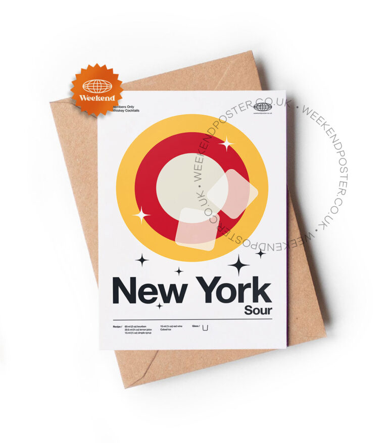 Mid-century modern New York Sour Cocktail greeting card