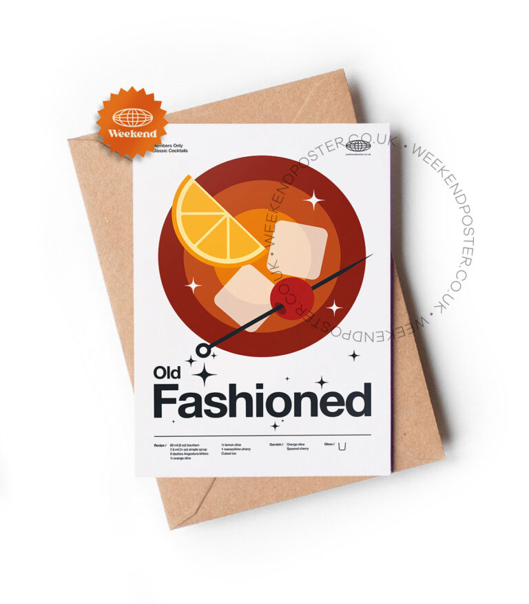 Mid-century modern Old Fashioned Cocktail greeting card