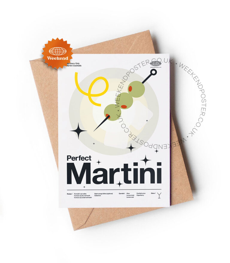 Mid-century modern Perfect Martini Cocktail greeting card