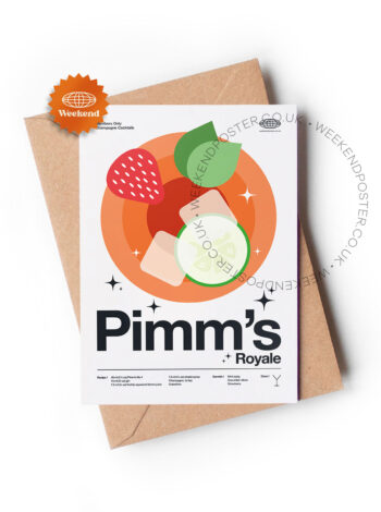 Mid-century modern Pimm's Royale Cocktail greeting card