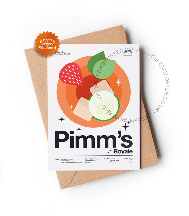 Mid-century modern Pimm's Royale Cocktail greeting card