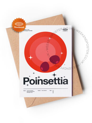 Mid-century modern Poinsettia Cocktail greeting card