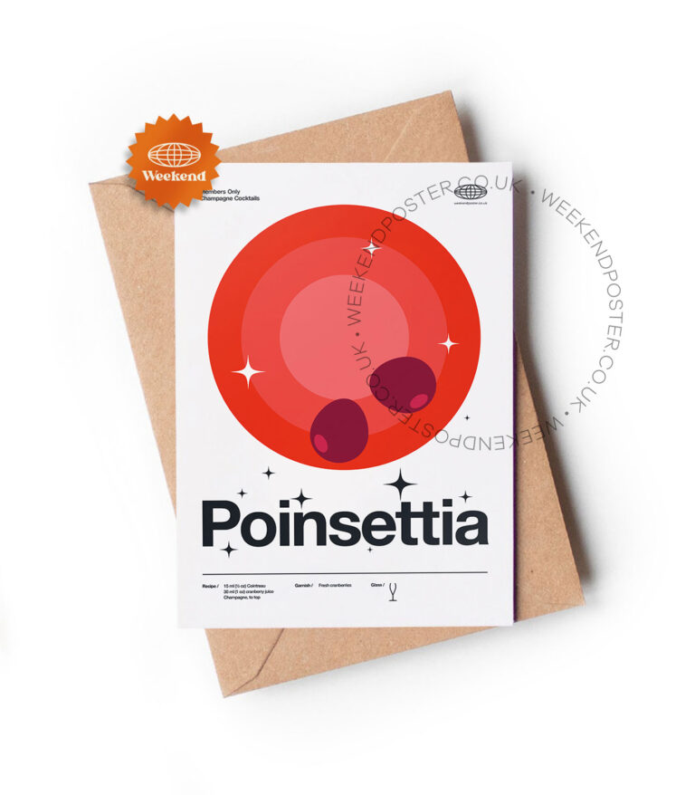 Mid-century modern Poinsettia Cocktail greeting card