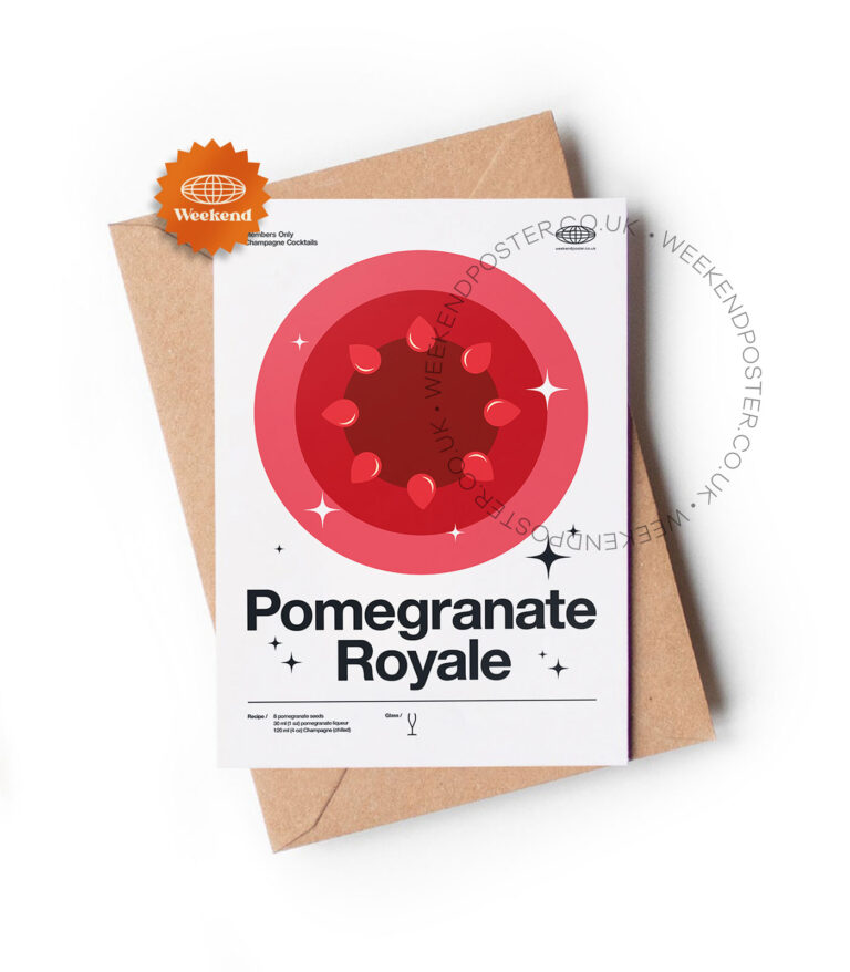 Mid-century modern Pomegranate Royale Cocktail greeting card