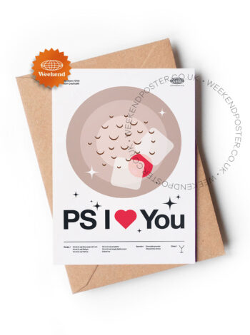 Mid-century modern PS I Love You Cocktail greeting card