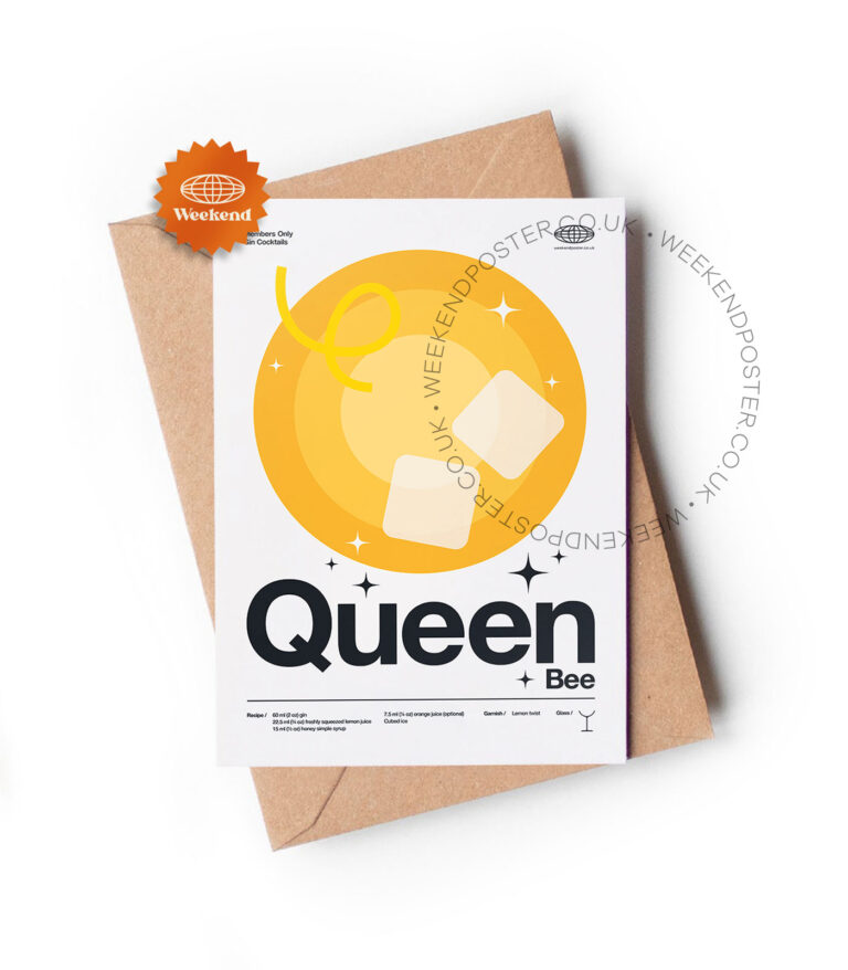 Mid-century modern Queen Bee Cocktail greeting card