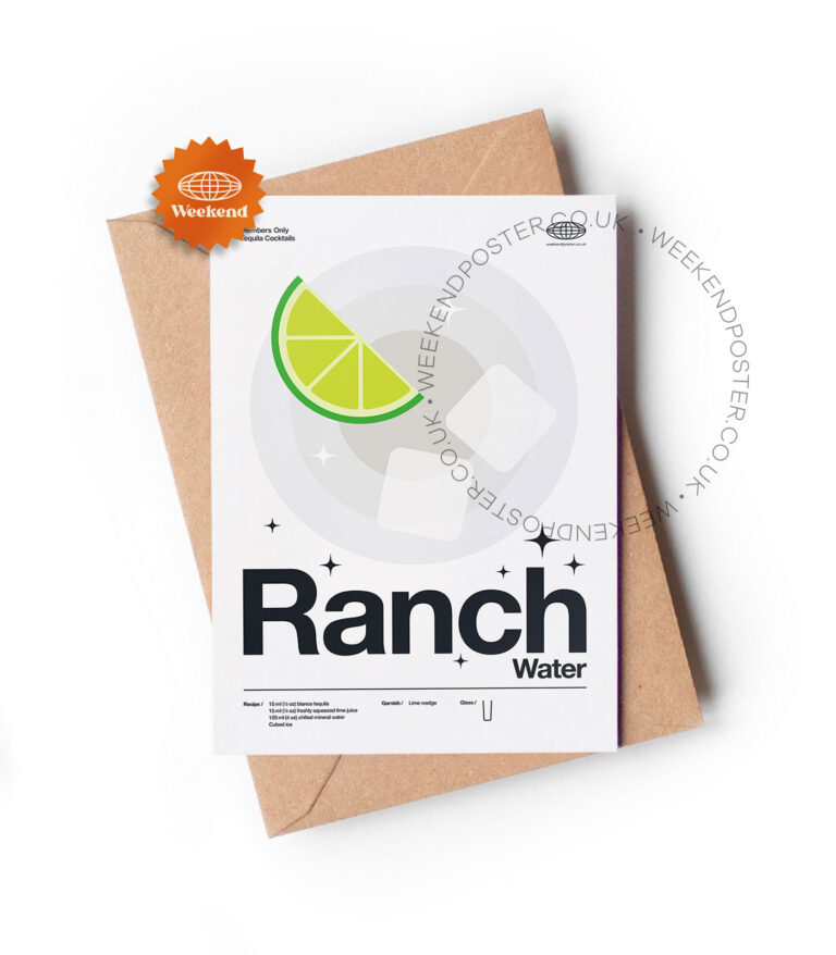 Mid-century modern Ranch Water Cocktail greeting card