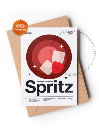 Mid-century modern Raspberry Frangipane Spritz Cocktail greeting card
