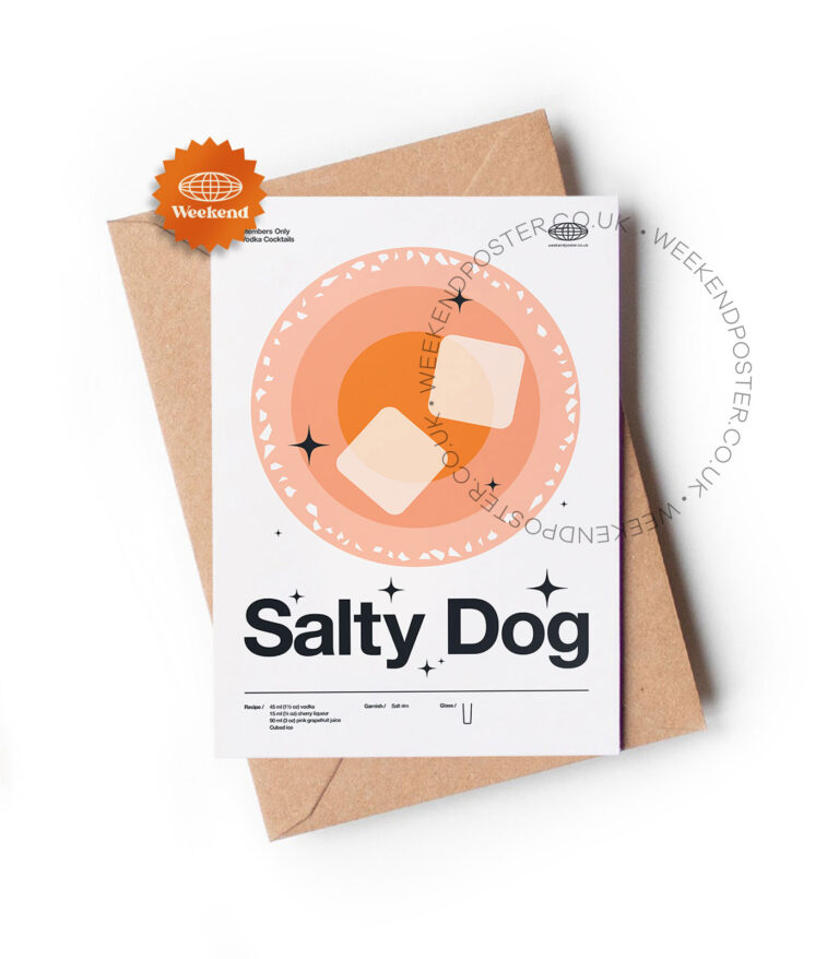 Mid-century modern Salty Dog Cocktail greeting card