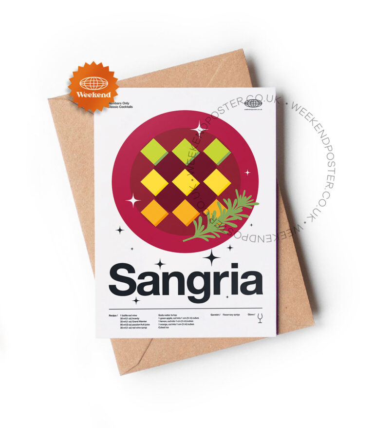 Mid-century modern Sangria Cocktail greeting card