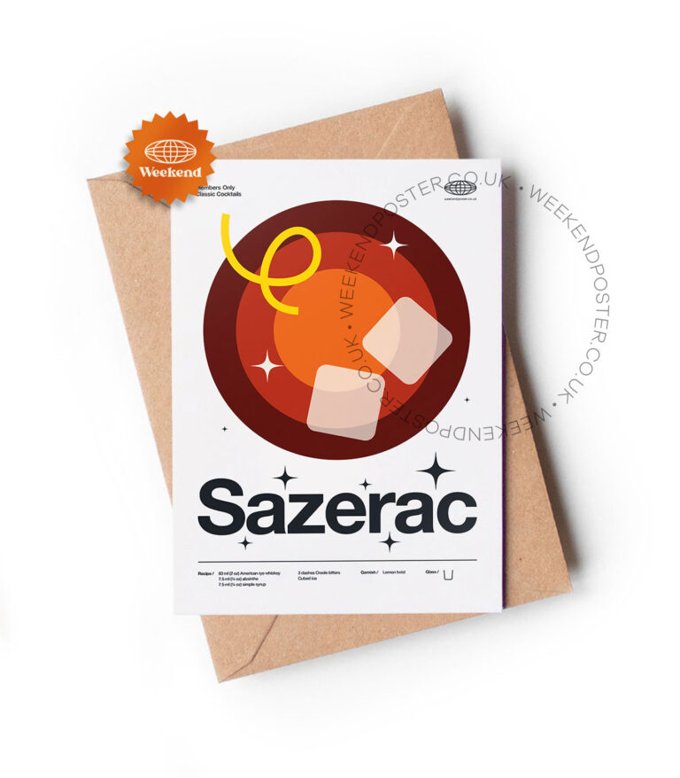 Mid-century modern Sazerac Cocktail greeting card