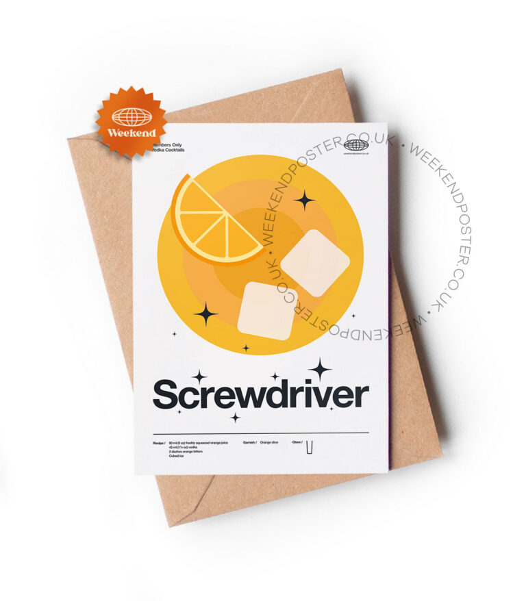 Mid-century modern Screwdriver Cocktail greeting card