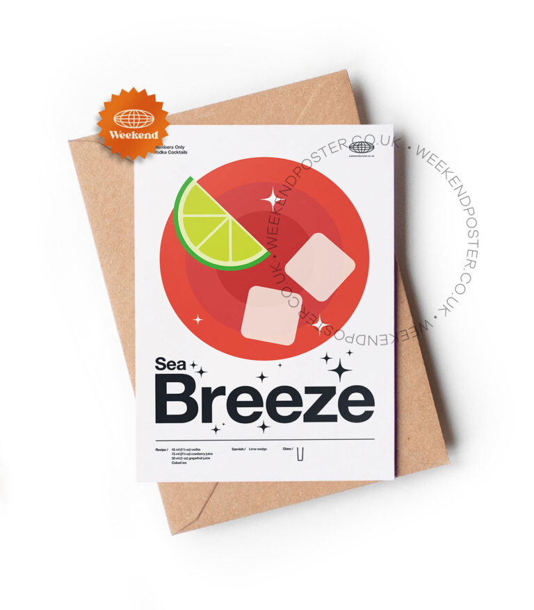 Mid-century modern Sea Breeze Cocktail greeting card
