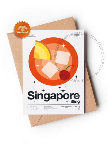 Mid-century modern Singapore Sling Cocktail greeting card