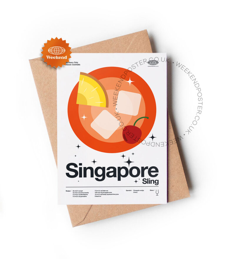 Mid-century modern Singapore Sling Cocktail greeting card