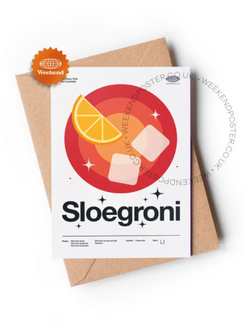 Mid-century modern Sloegroni Cocktail greeting card