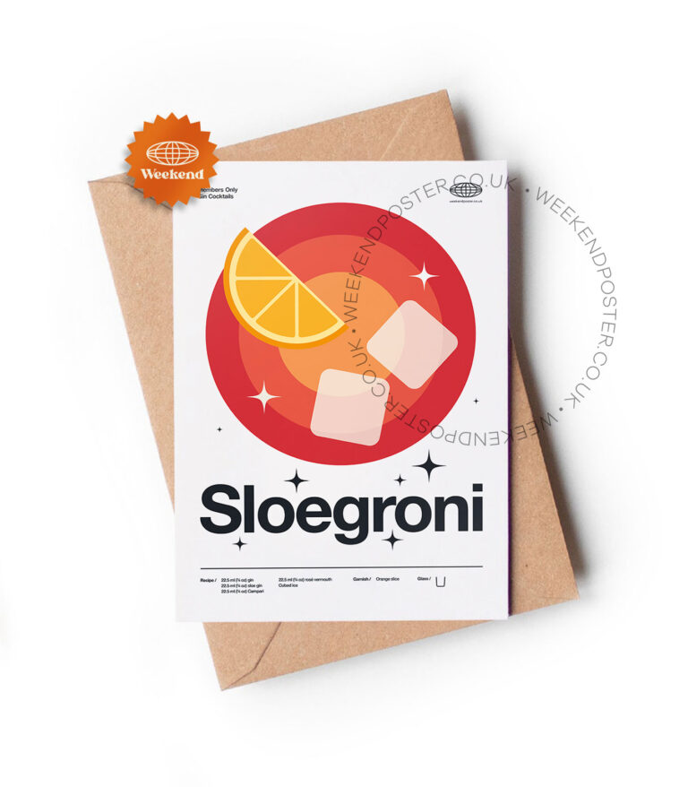 Mid-century modern Sloegroni Cocktail greeting card
