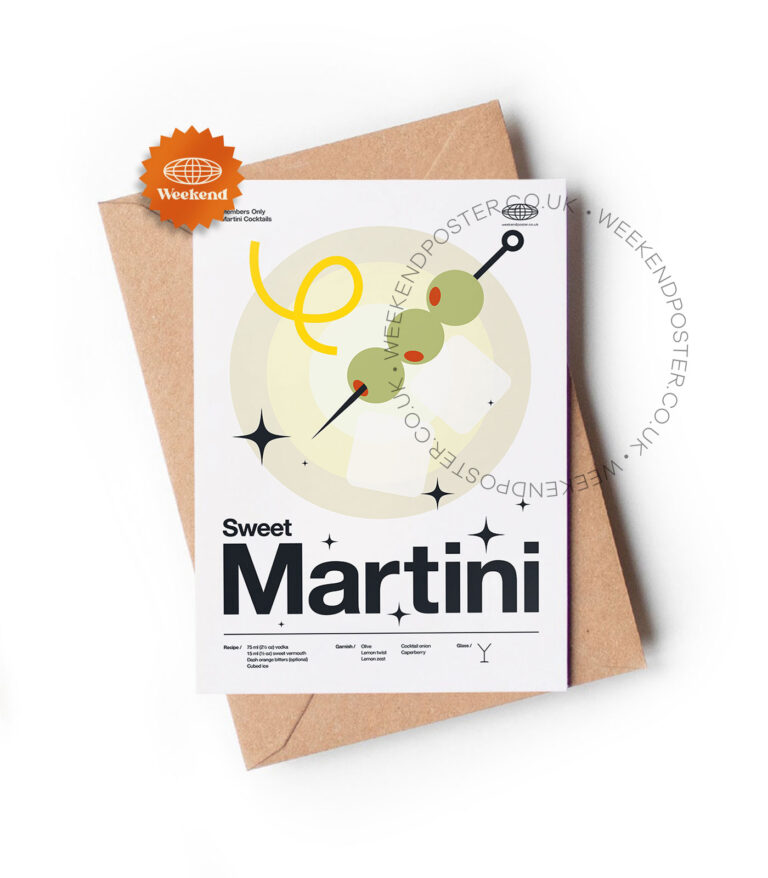 Mid-century modern Sweet Martini Cocktail greeting card